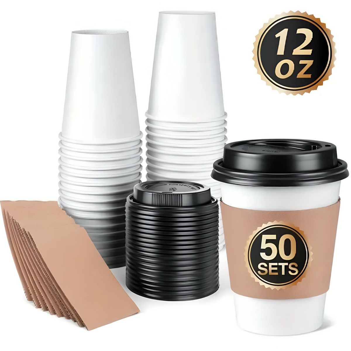 GENERICO - Vaso Cafe Con Tapa 12oz 50und