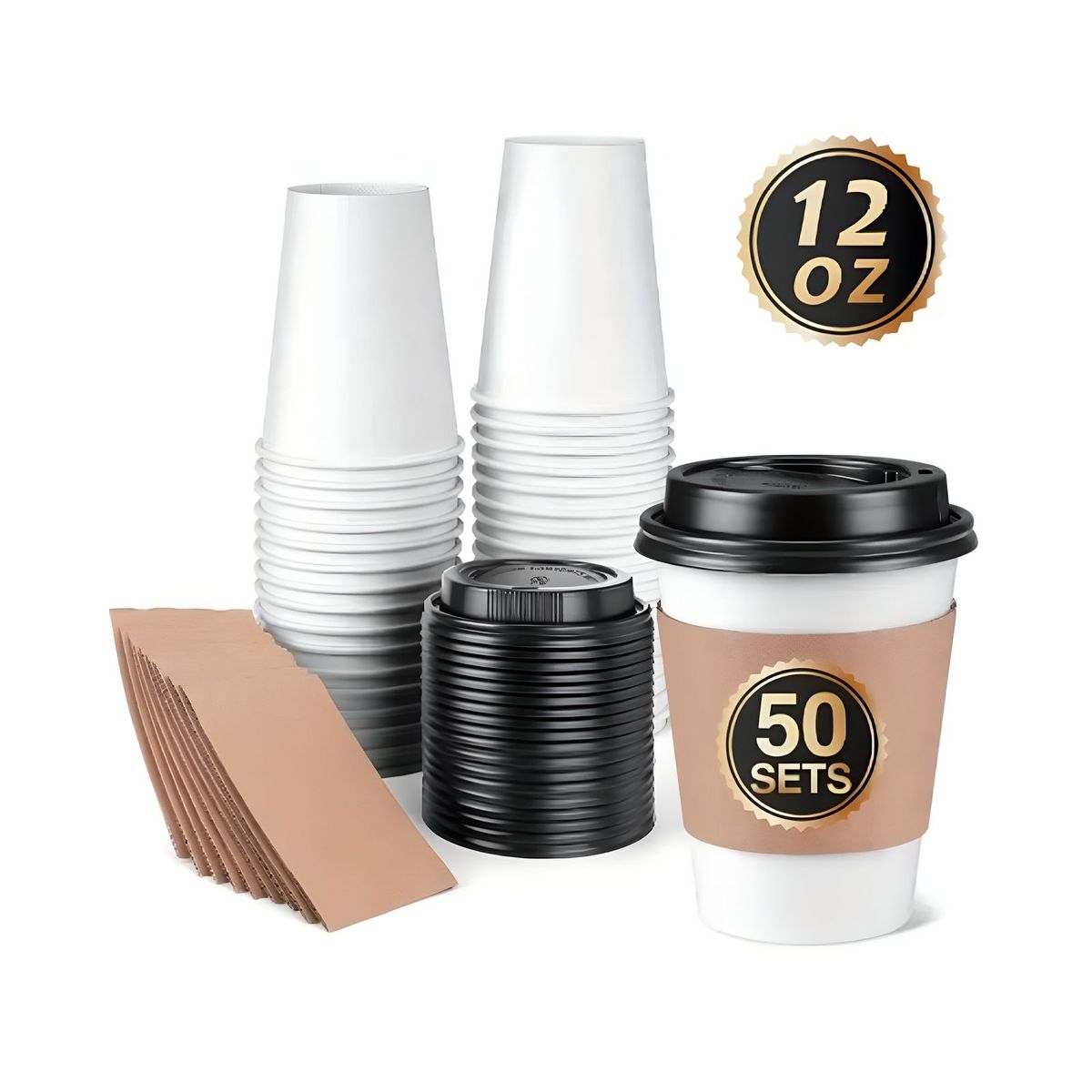 GENERICO - Vaso Cafe Con Tapa 12oz 50und