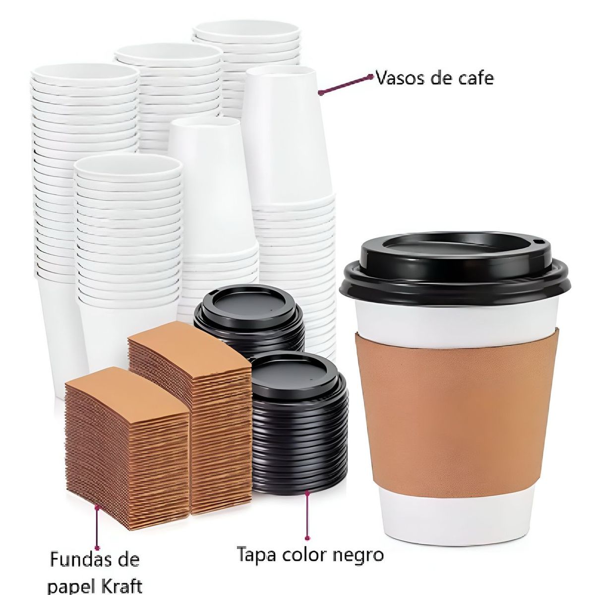 GENERICO - Vaso Cafe Con Tapa 12oz 50und