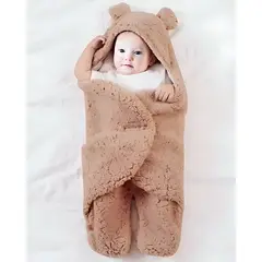 GENERICO - FRAZADA MANTA BEBÉ DE OSO COBERTOR BEIGE