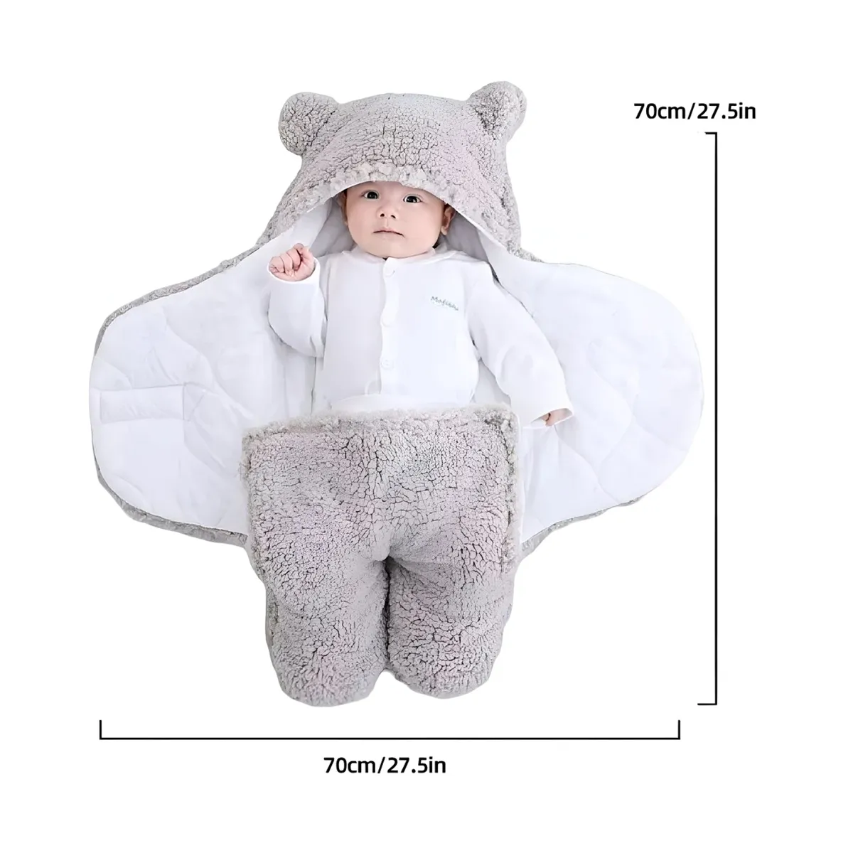 GENERICO - FRAZADA MANTA BEBÉ DE OSO COBERTOR GRIS