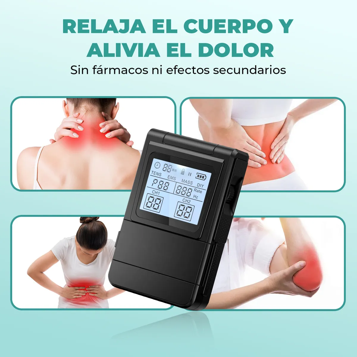 VIDITA - Electroestimulador Eléctrico Muscular 4 en 1 TENS/EMS Electroterapia