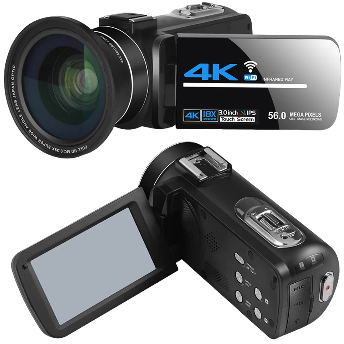 RENVMEXY - digitales Cámaras de video 4K60FPS 56MP RENVMEXY AF2 Negro