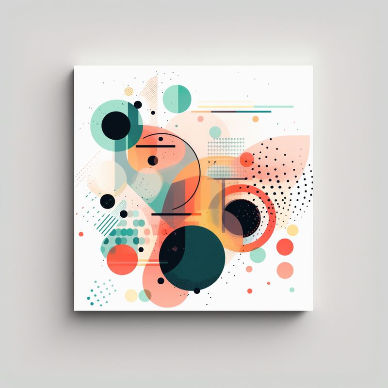 GENERICO - Cuadro Abstracto Lienzo Con Círculos Y Puntos En 90x90 Cm