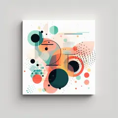 GENERICO - Cuadro Abstracto Lienzo Con Círculos Y Puntos En 50x50 Cm