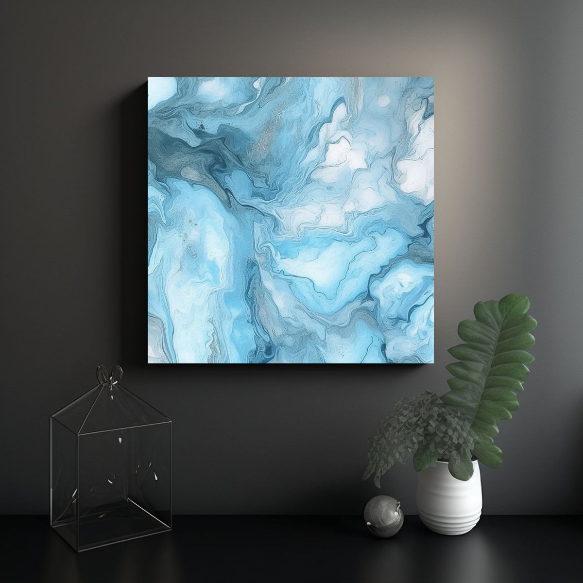 GENERICO - Pintura Decorativa Mármol Azul Claro, Movimiento 50x50 Cm