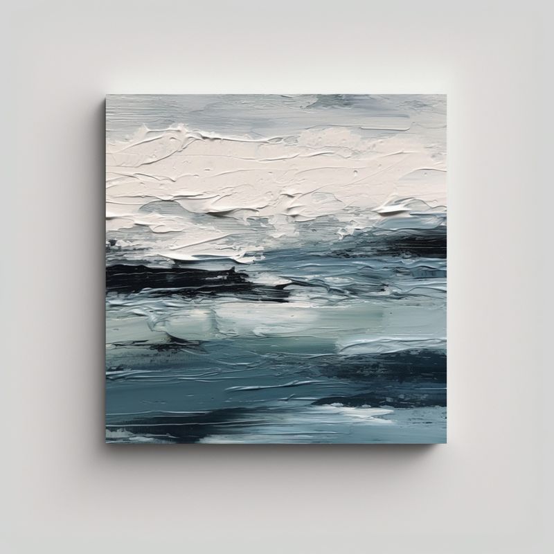 GENERICO - Pintura Minimalista Líquida Cromo Escena De 70x70 Cm