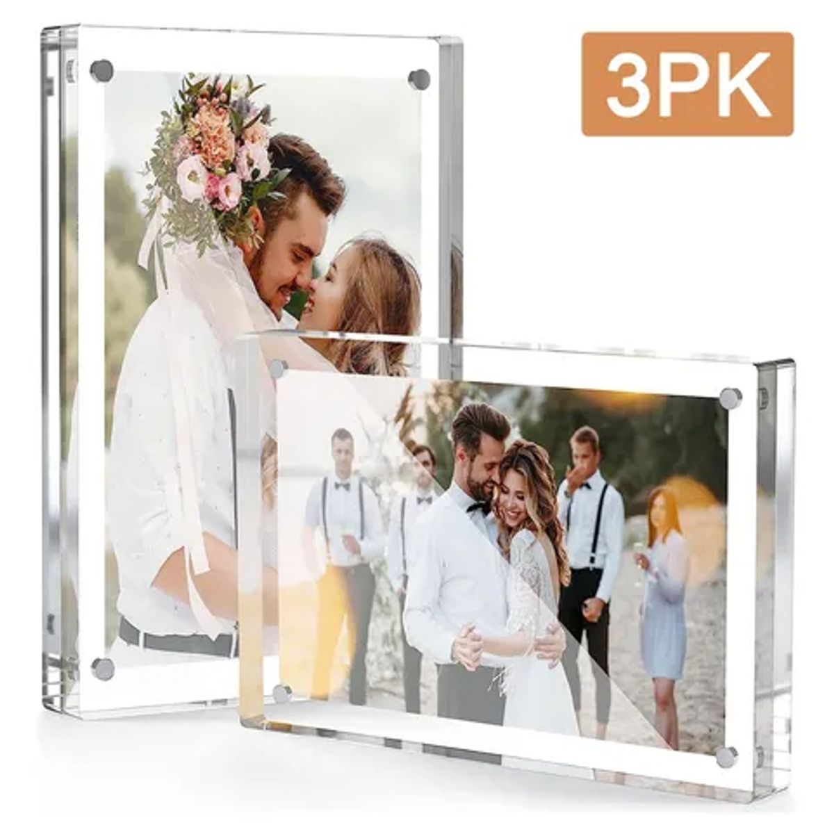 EDWINAYY - X3 Marco De Fotos Acrílico Transparente Magnético 8x12cm