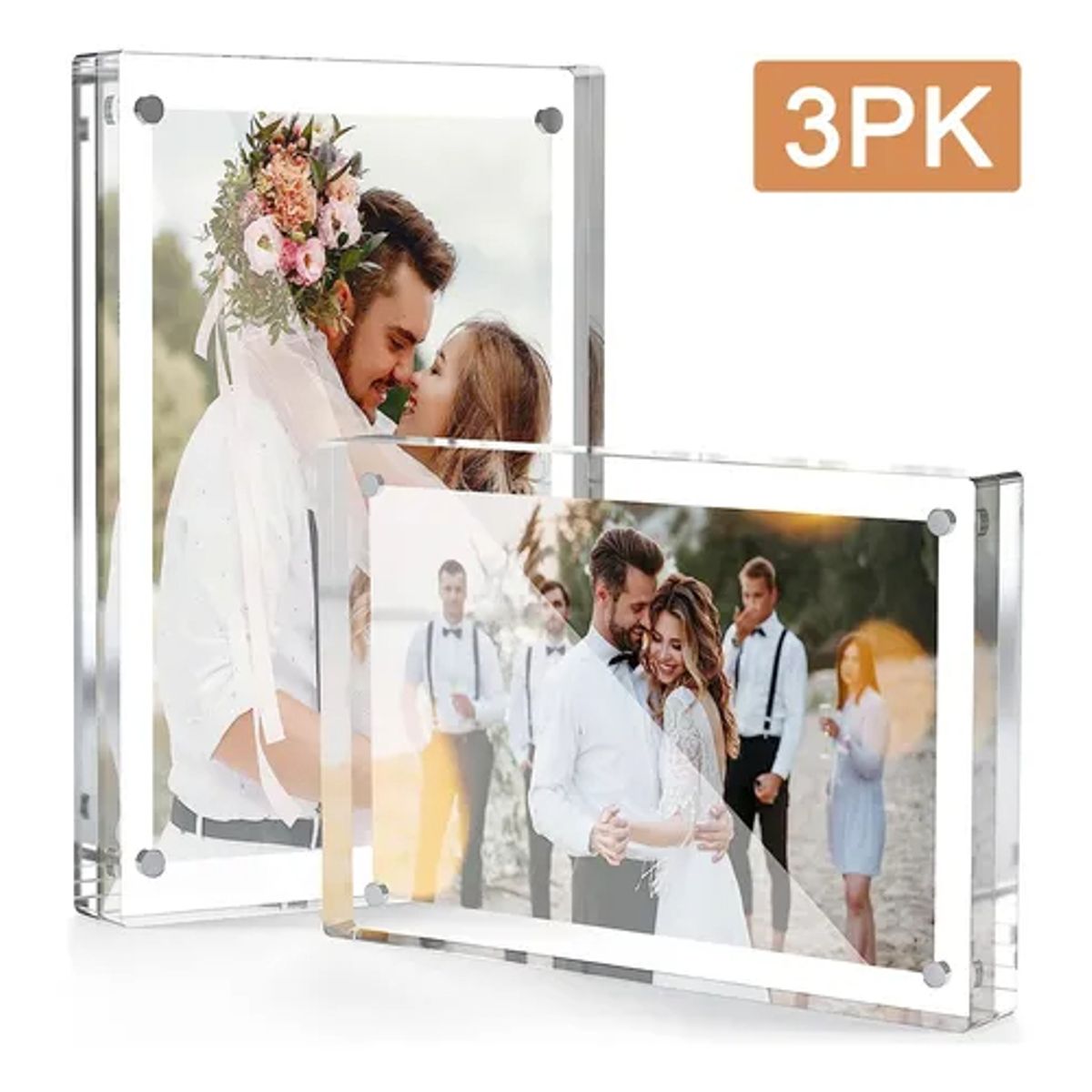 EDWINAYY - X3 Marco De Fotos Acrílico Transparente Magnético 8x12cm