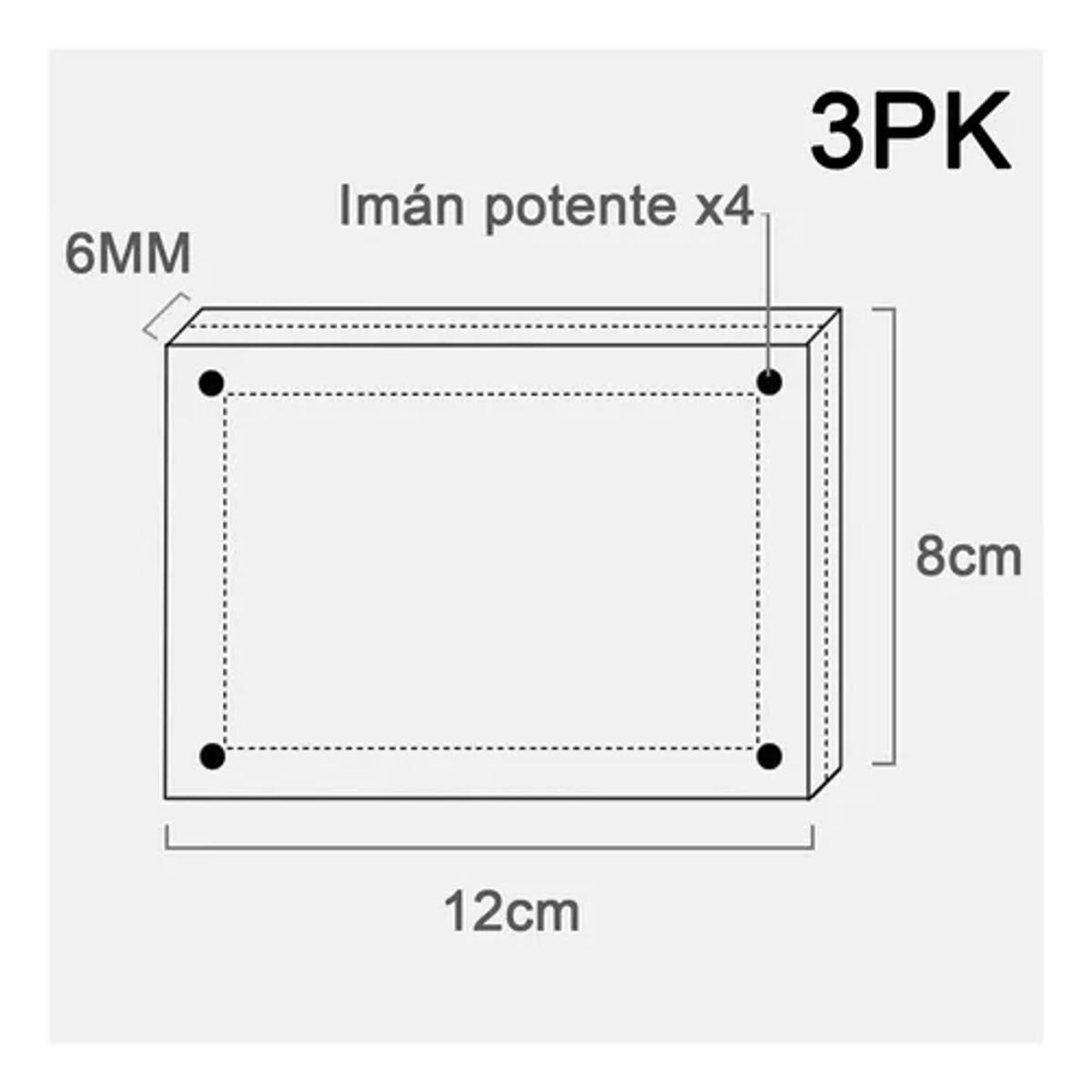 EDWINAYY - X3 Marco De Fotos Acrílico Transparente Magnético 8x12cm