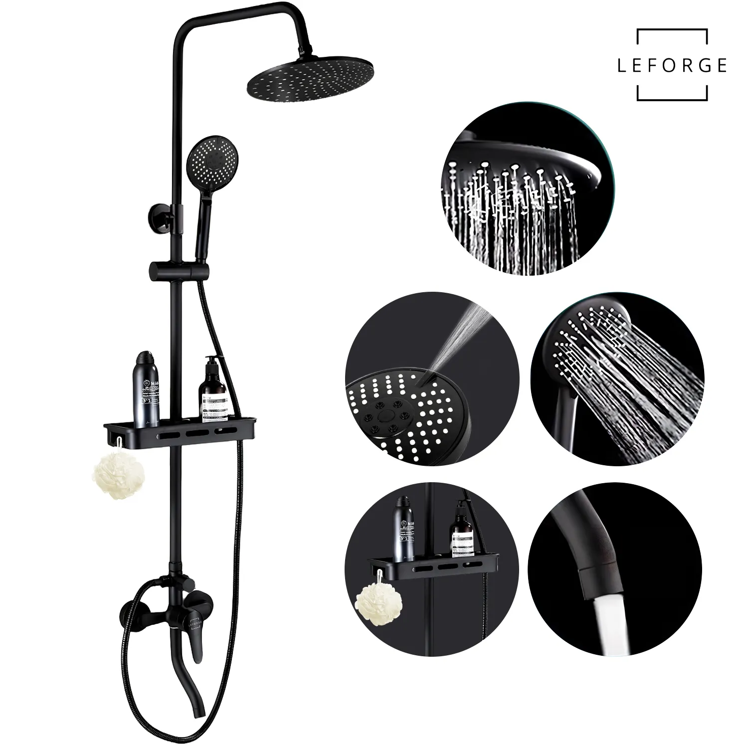 LEFORGE BAIN Columna De Ducha Moderna 3 Funciones Monomando Con