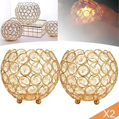 EDWINAYY - X2 Porta Vela Candelabro De Vidrio Elegante Adorno De Metal