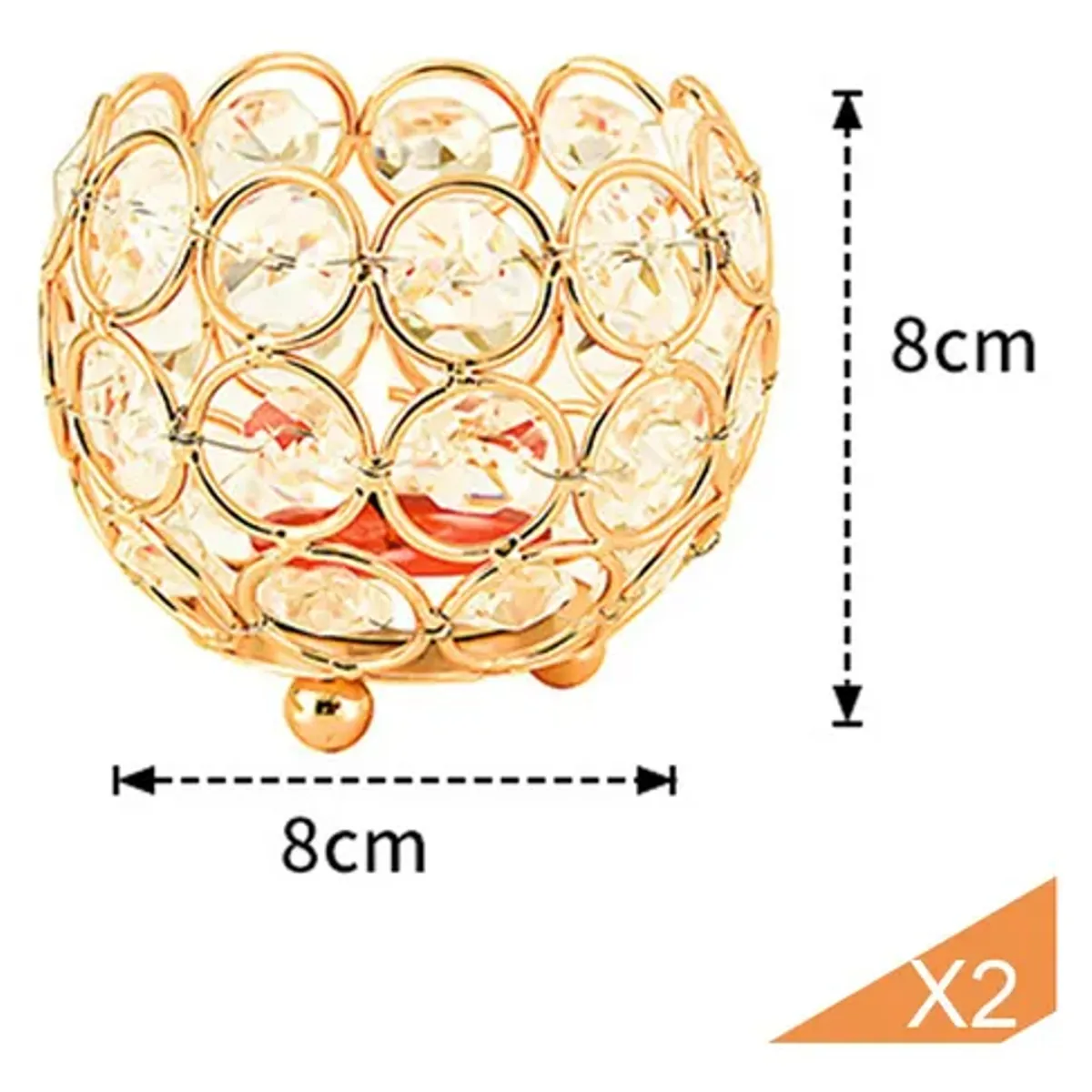 EDWINAYY - X2 Porta Vela Candelabro De Vidrio Elegante Adorno De Metal