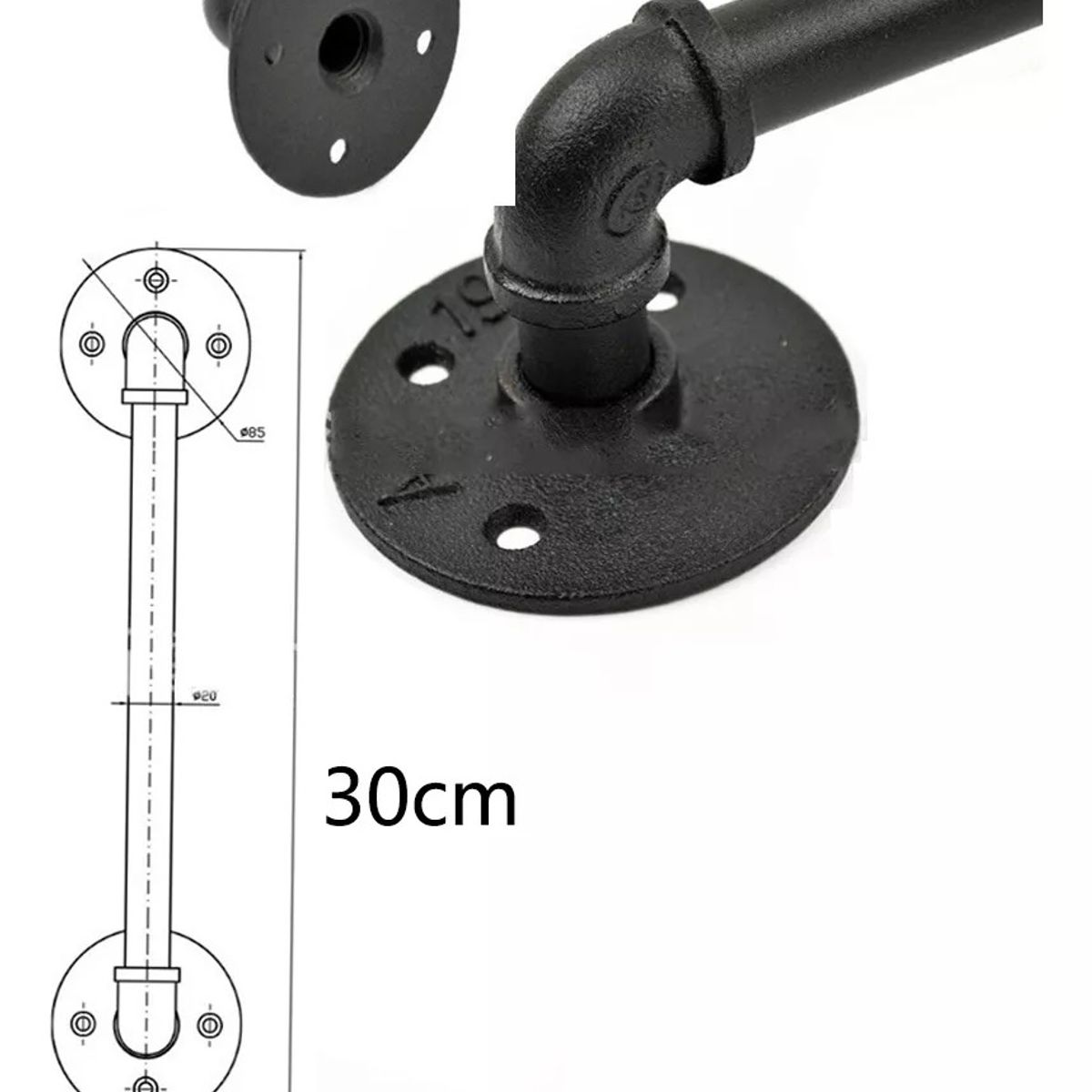 TNAKIEX - 30cm Manilla Tirador Para Puerta Estilo Granero Color Negro