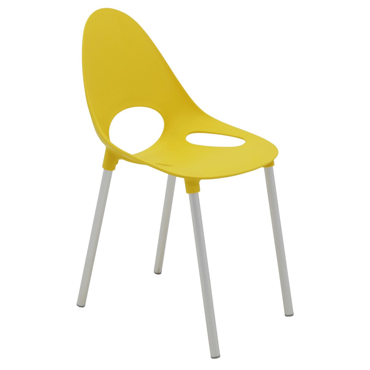 TRAMONTINA - Silla Tramontina Elisa en Polipropileno Amarillo con Patas de Aluminio Anodizado