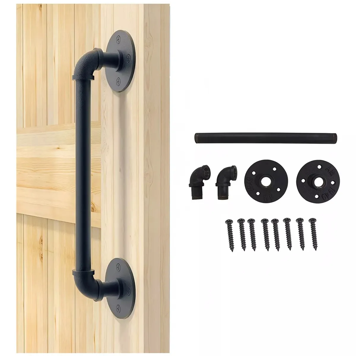 TNAKIEX - 30cm Manilla Tirador Para Puerta Estilo Granero Color Negro