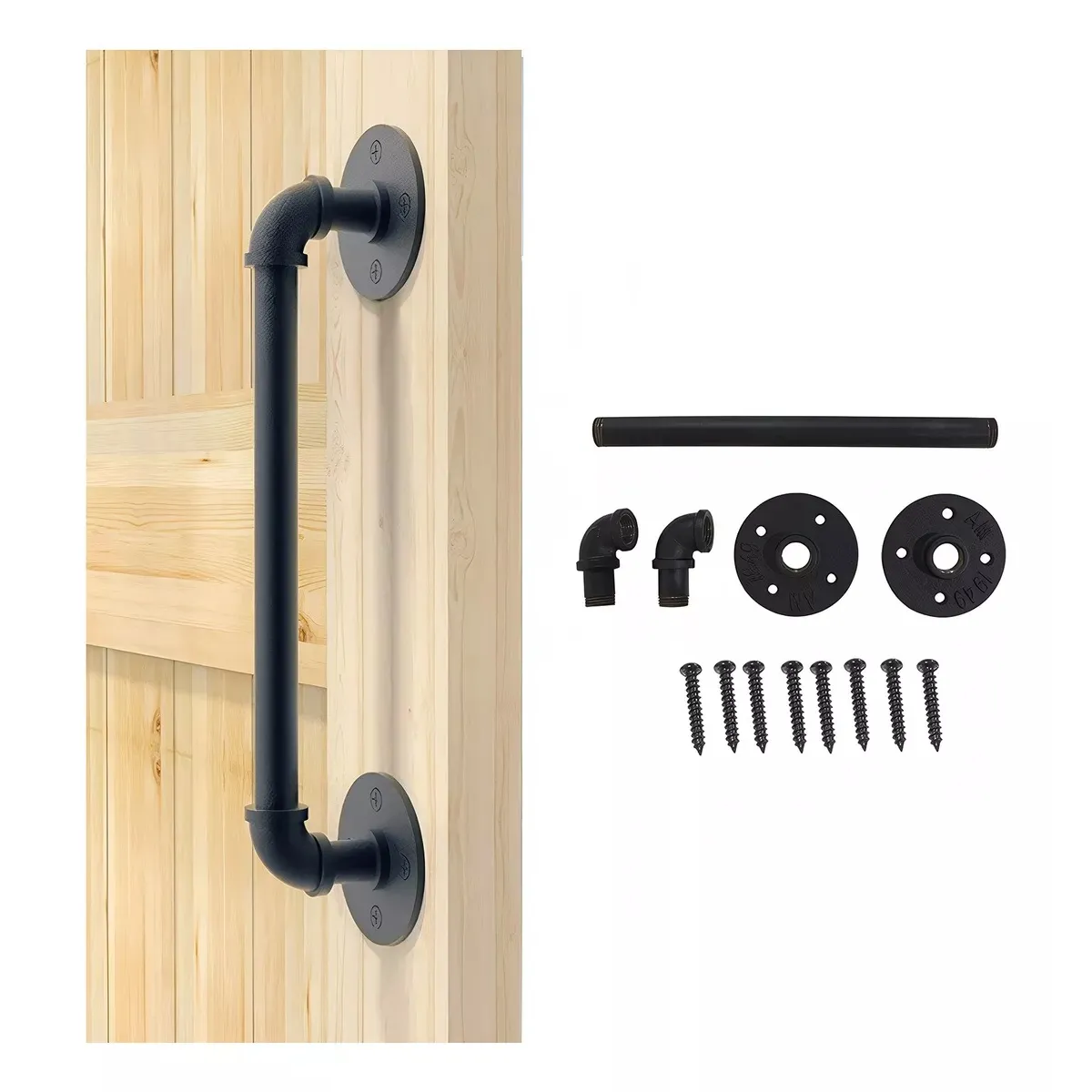 TNAKIEX - 30cm Manilla Tirador Para Puerta Estilo Granero Color Negro