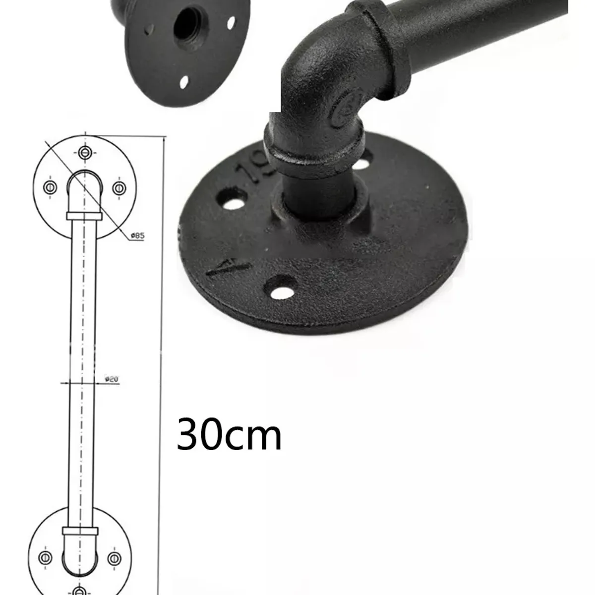 TNAKIEX - 30cm Manilla Tirador Para Puerta Estilo Granero Color Negro