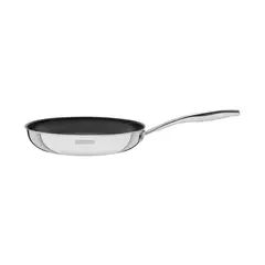 TRAMONTINA - Sartén Grano raso de acero inoxidable con cuerpo triple revestimiento interno de antiadherente con mango 20 cm 1,2 L