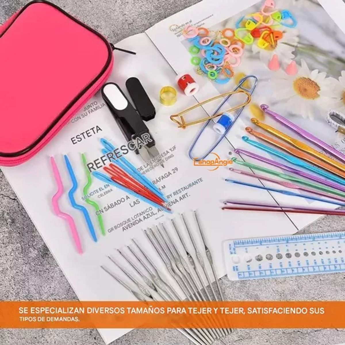 TIOZONEY - Set Crochet 100pcs Accesorios Ganchillo En Estuche