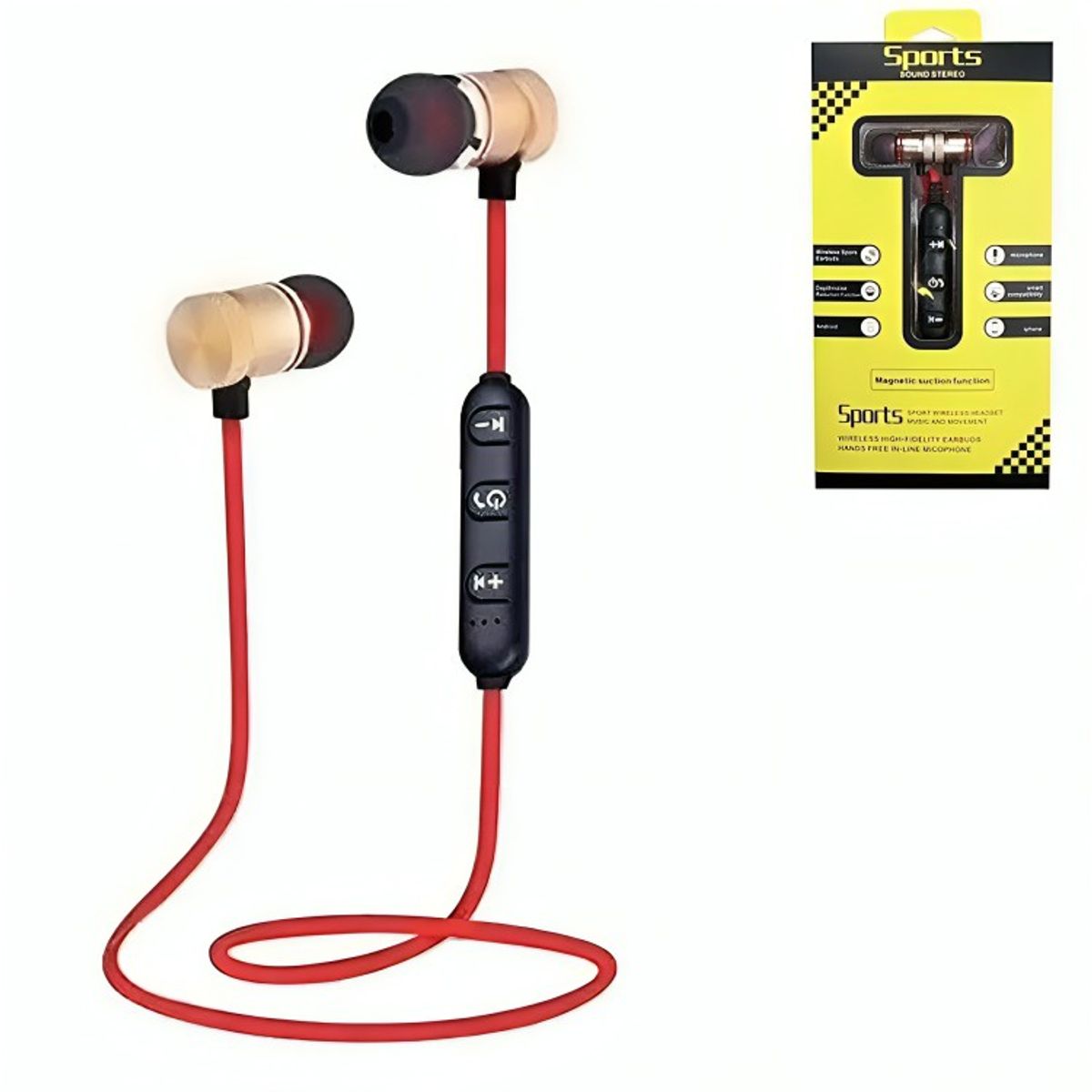 OEM - AUDIFONOS MAGNETICOS SPORT BLUETOOTH ROJO