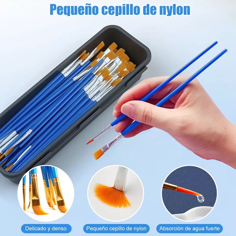 TIOZONEY - Set 50 Pinceles Para Dibujo Acuarela Acrílico Oleo Gouache