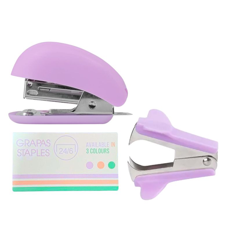 MOTARRO - Set Mini Corchetera + Sacacorchetes + Corchetes Diseño Kawai