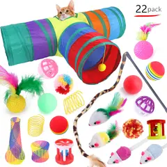 TIOZONEY - 22pcs T Juguetes Para Gatos Juego Tubo De Túnel Bola Ratone