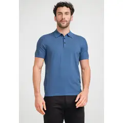 PERRY ELLIS - Polera Hombre Polo Knit Azul Piedra