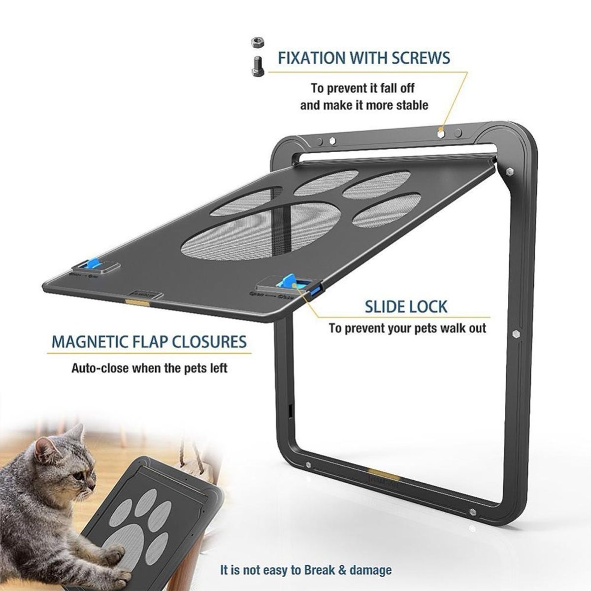 TIOZONEY - 29x24cm grande mediano perro gato mascota puerta pantalla