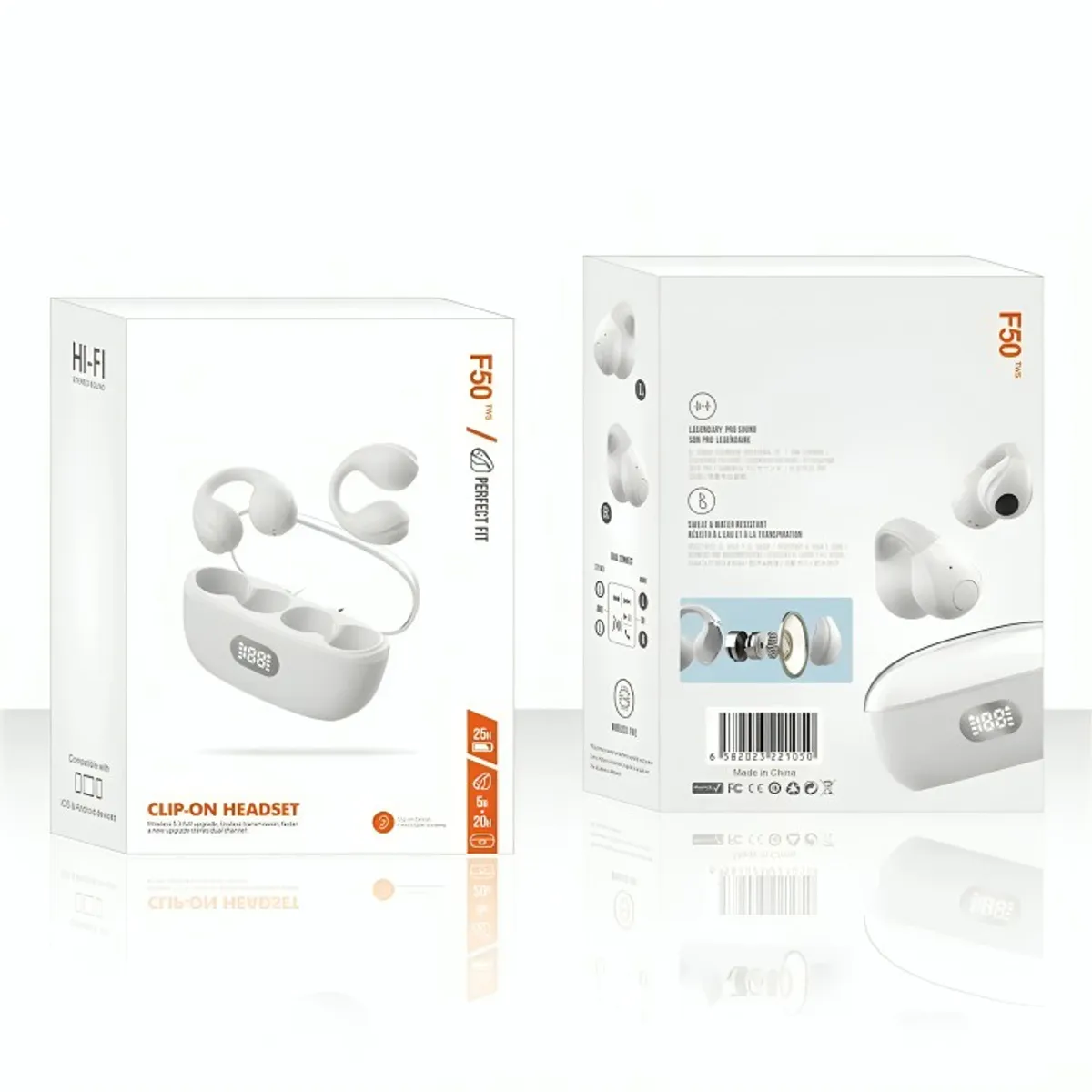 OEM - Auriculares Con Clip Ajuste Perfecto F50 BLANCO