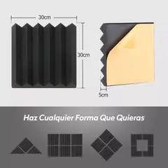 GENERICO - KIT 12 UNIDADES ESPONJA ACUSTICA DISEÑO CUNEIFORME AUTOADHESIVA 30X30X5CM