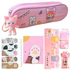 GENERICO - Set Estuche Y Papelería Kawaii Tierna Gatito