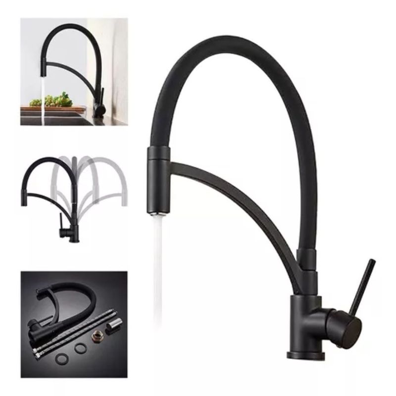 GENERICO - Grifo Llave Lavaplatos De Lujo Monomando Cocina Acero Negro