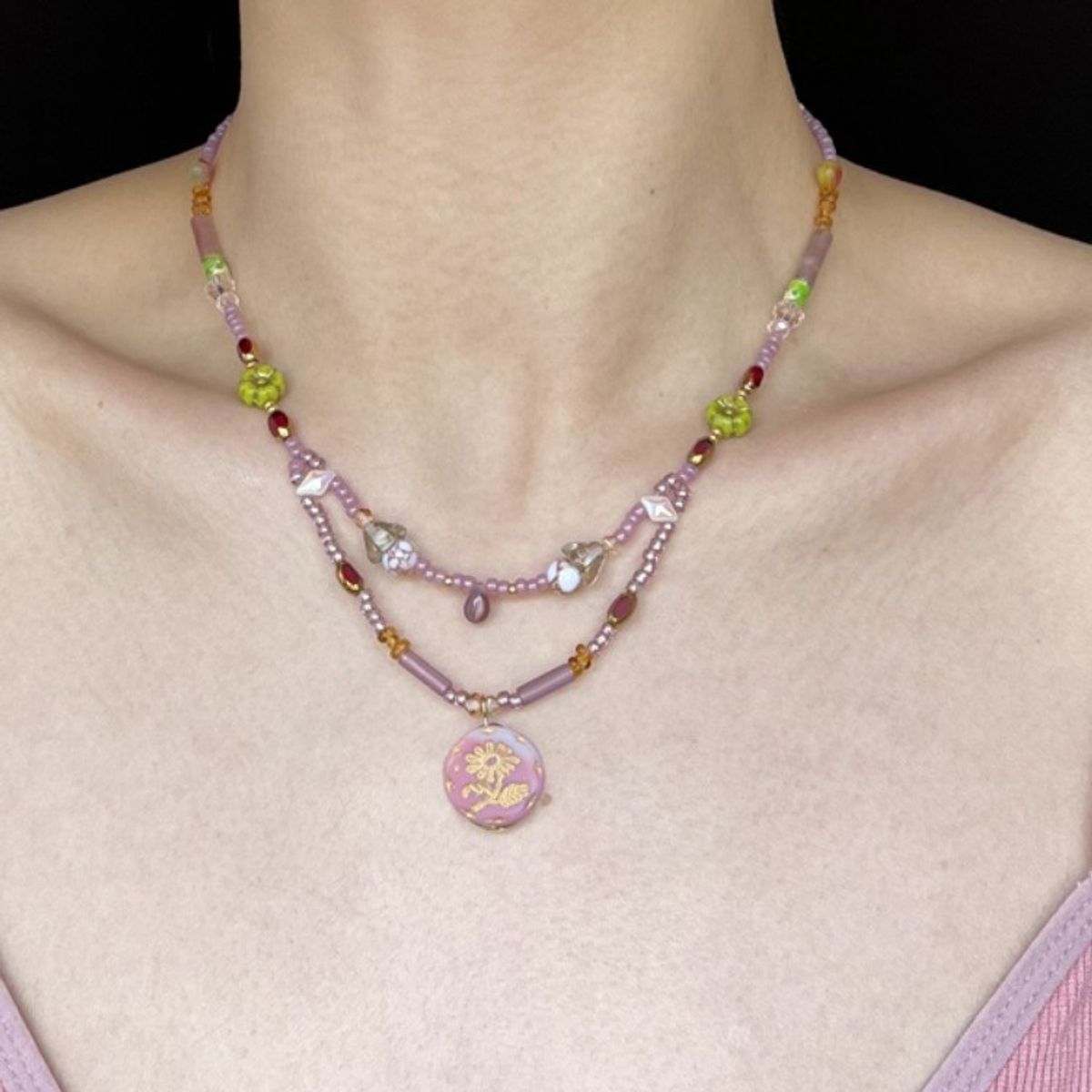 TIOZONEY - Collar Cuentas Hecho A Mano Mujer Regalo