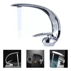 GENERICO - Llave Lavamanos Curva Premium Acero Inoxidable Niquel Baño