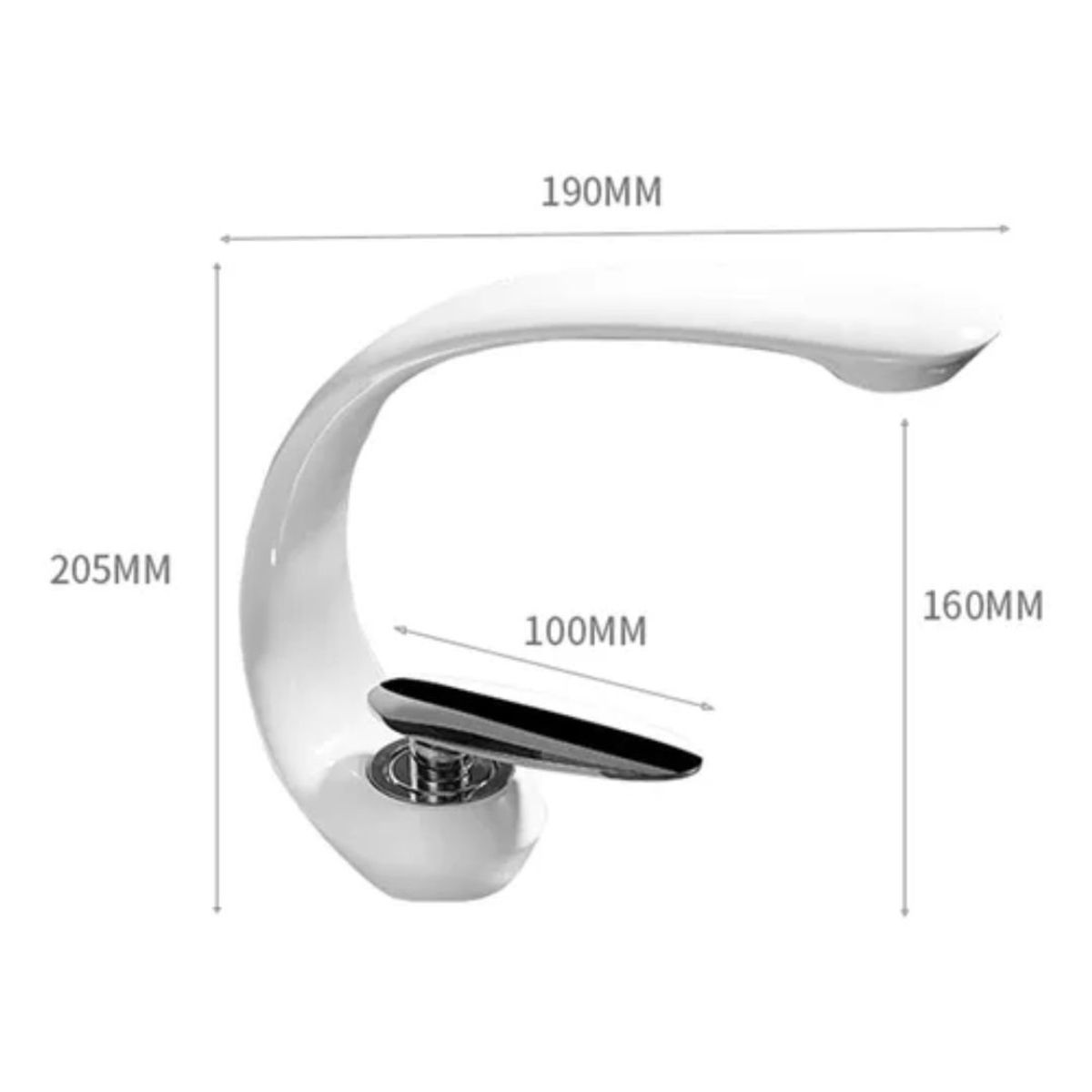 GENERICO - Llave Lavamanos Curva Premium Acero Inoxidable Niquel Baño