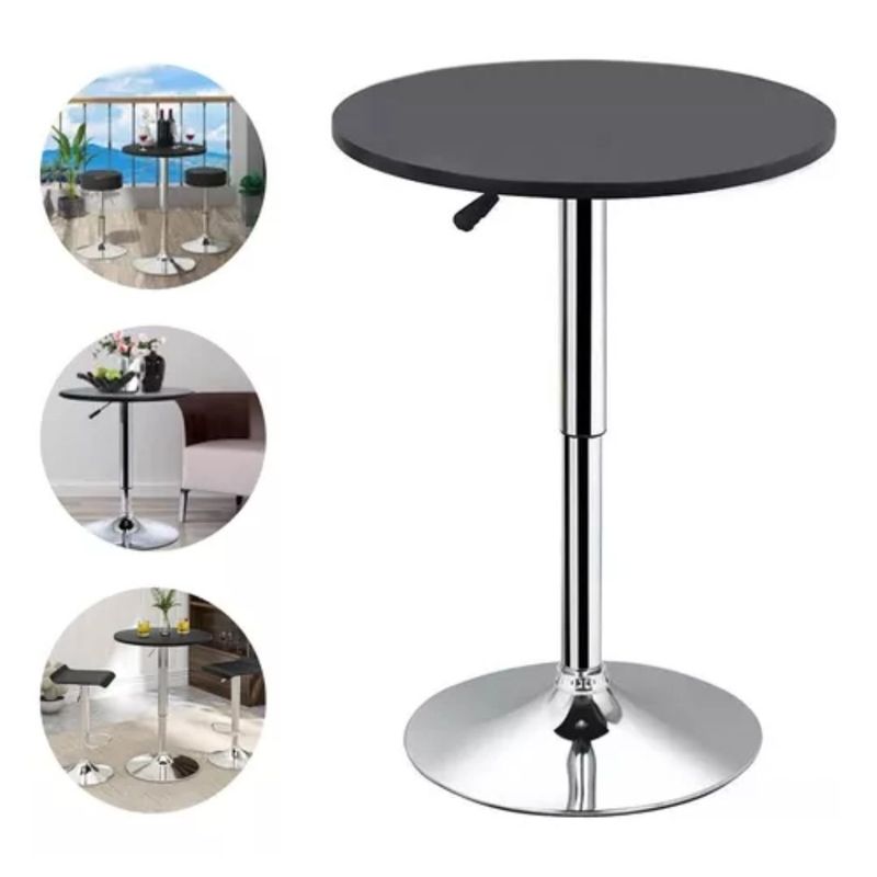 GENERICO - Mesa Bar Altura Regulable 60 A 93 Cm Diametro Comedor Gira 360° Negra