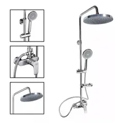 HOMEBRANDT - Columna De Ducha Acero Inoxidable Redondo 2 Salidas De Agua Plateado