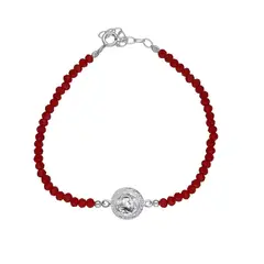 GENERICO - Pulsera De Protección Plata Fina San Benito Cristales Rojos