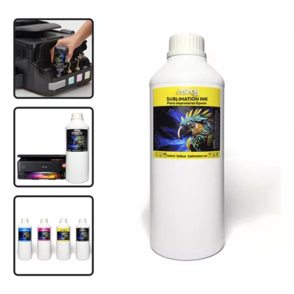 GENERICO - 4 Tintas Para Sublimación 500ml Cu Colores Premium Surtido