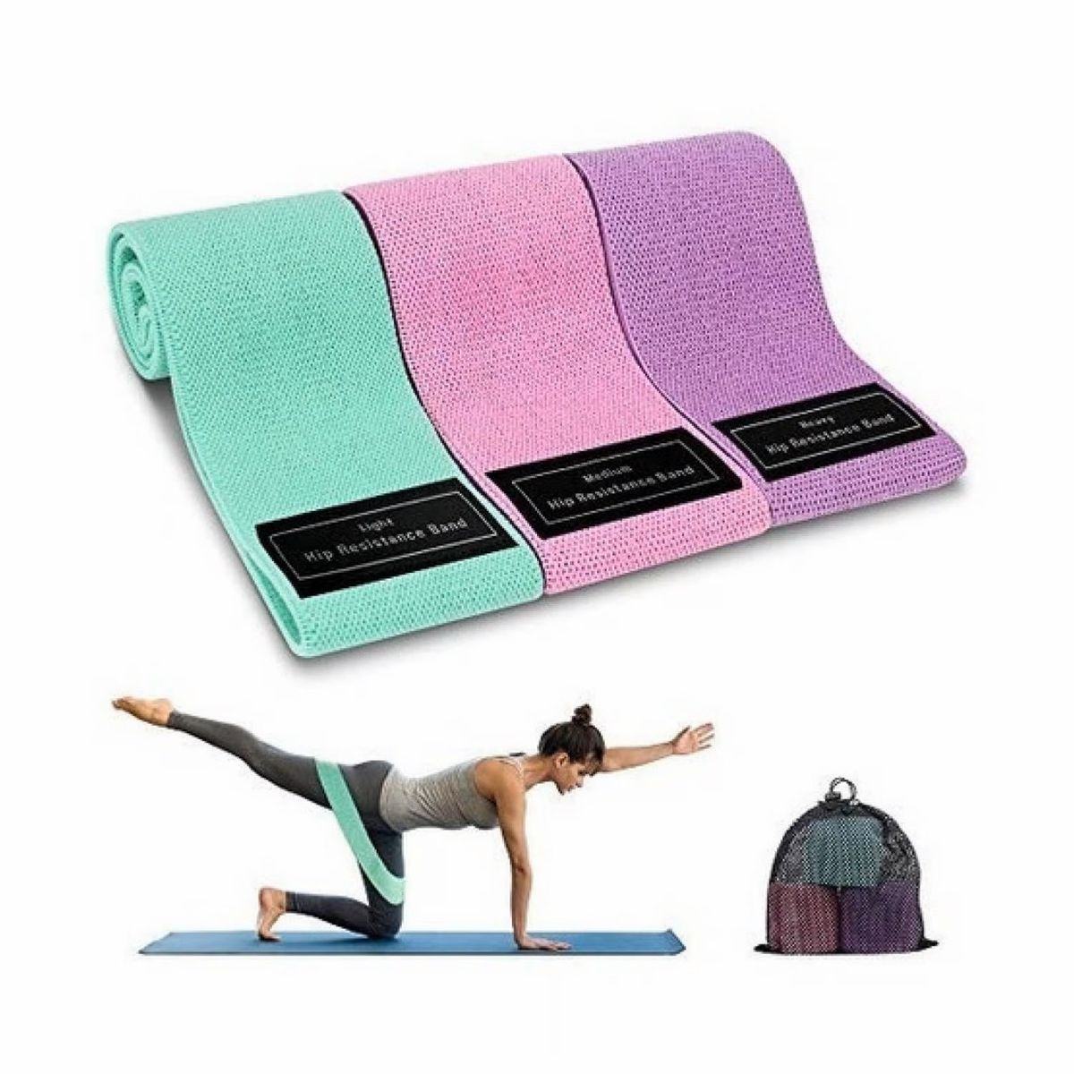 MOVI - Set 3 Bandas Elasticas Para Piernas Y Gluteos antideslizante