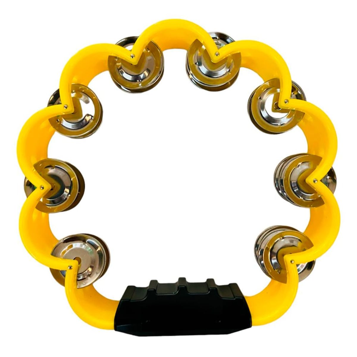 RMX - PANDERO PLASTICO EN FORMA DE FLOR AMARILLO RMX