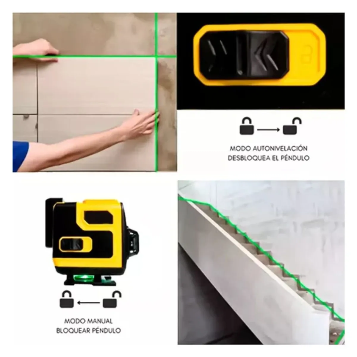 GENERICO - Nivel Laser Profesional 16 Lineas Tripode Con 2 Baterias Tactil