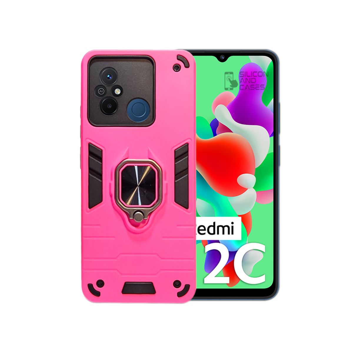 GENERICO - CARCASA ANILLO ANTIGOLPE PARA CELULAR XIAOMI REDMI 12C FUCSIA