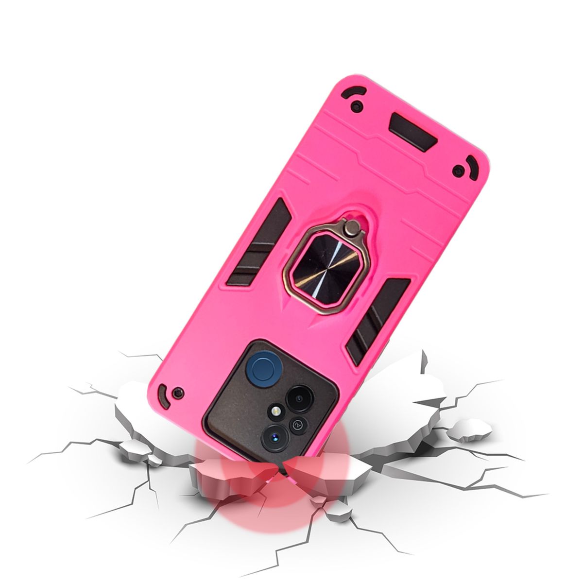 GENERICO - CARCASA ANILLO ANTIGOLPE PARA CELULAR XIAOMI REDMI 12C FUCSIA