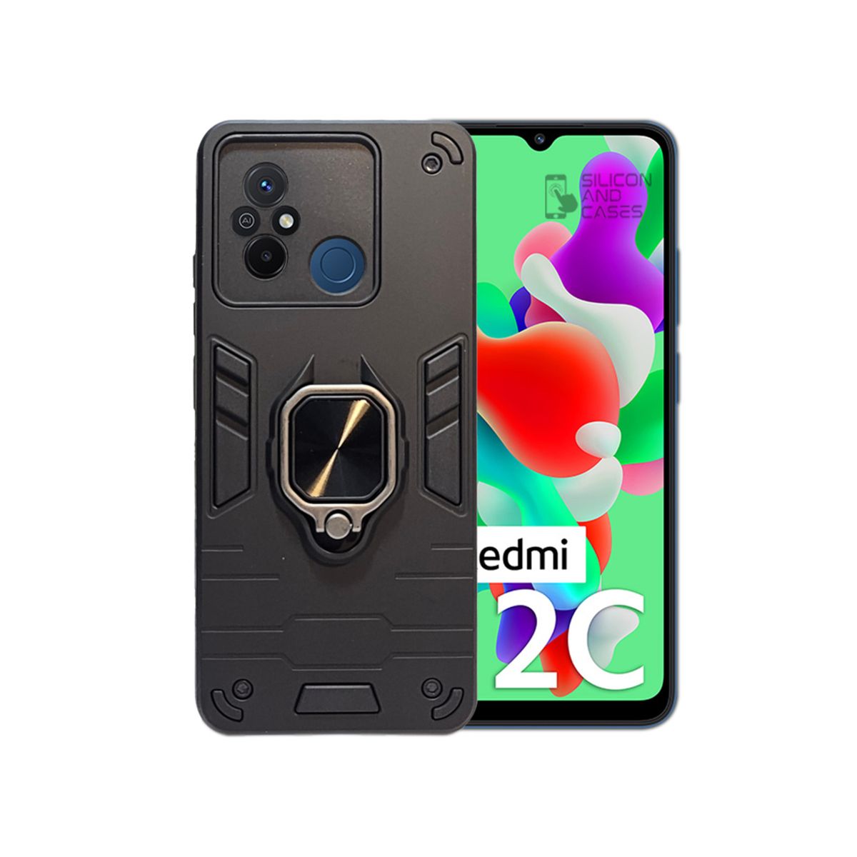 GENERICO - CARCASA ANILLO ANTIGOLPE PARA CELULAR XIAOMI REDMI 12C NEGRO