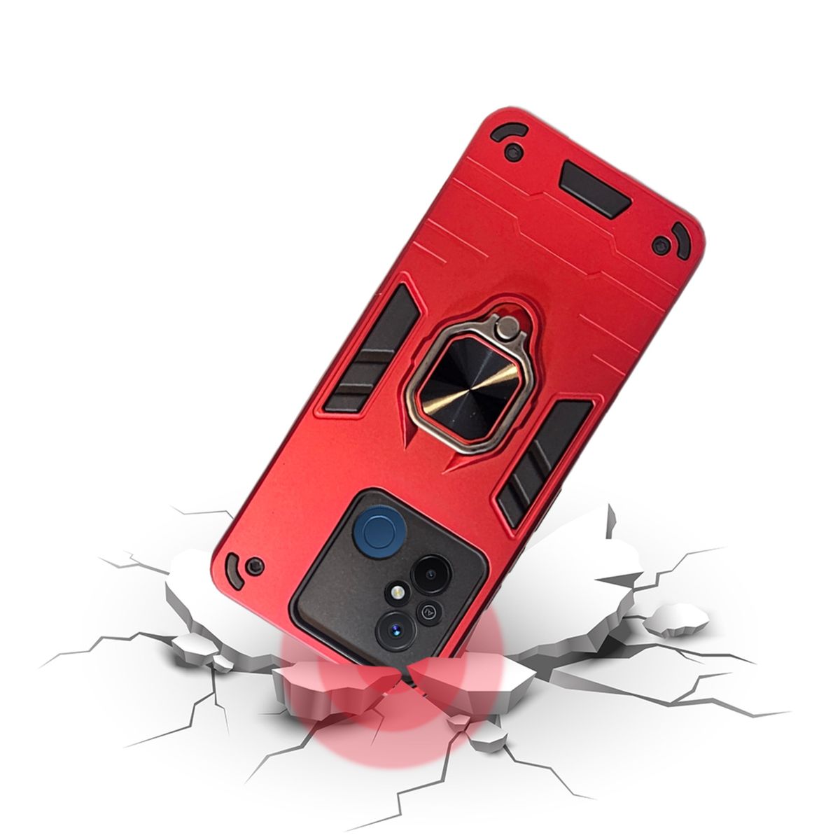 GENERICO - CARCASA ANILLO ANTIGOLPE PARA CELULAR XIAOMI REDMI 12C ROJO