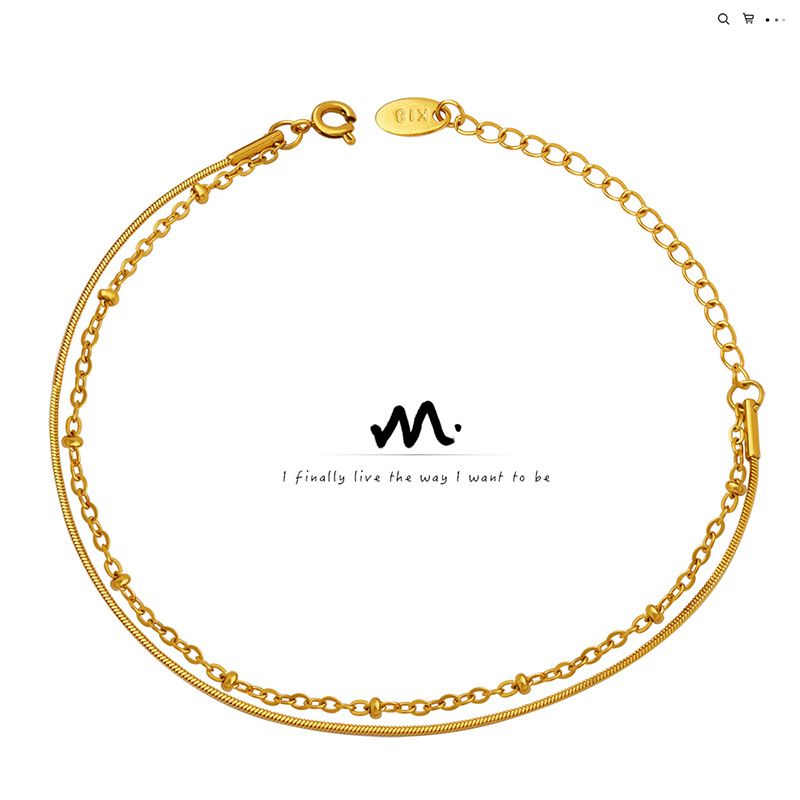 TIOZONEY - Pulsera doble de acero inoxidable para mujer