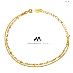TIOZONEY - Pulsera doble de acero inoxidable para mujer